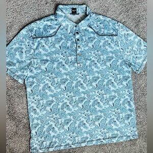 QED London Light Blue Paisley Button Down Shirt